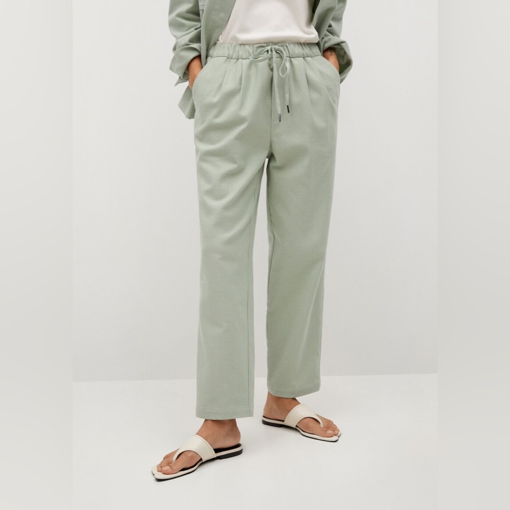Mango Elastic Waist Cotton Pants